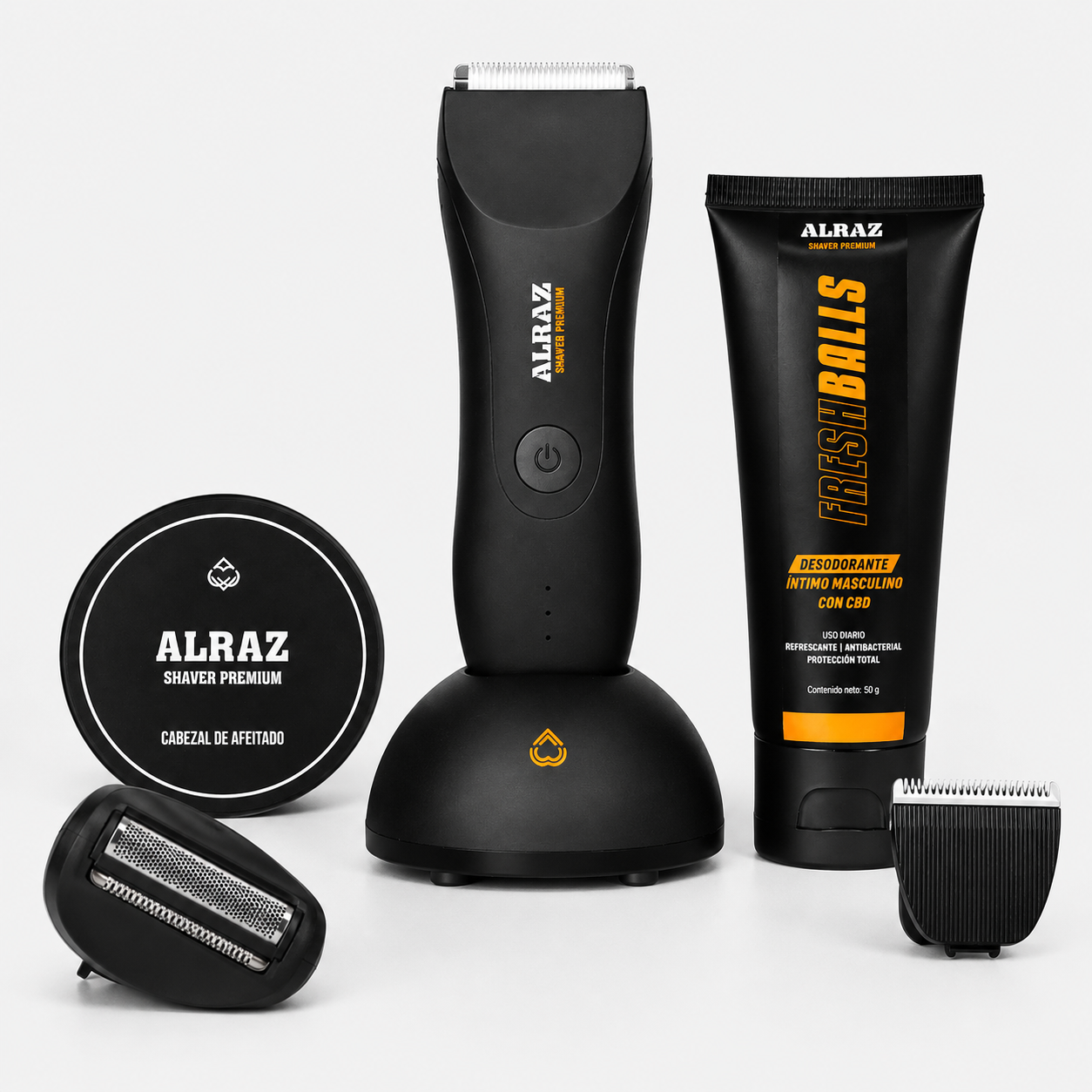 Combo ultra premium: ALRAZ Shaver Premium 2.0 + Cabezal de repuesto + Desodorante + Cabezal Pro
